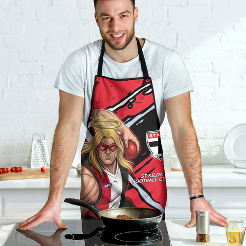 St Kilda Football Club Apron Saints Muscular Mascot Graphic - Abstract Paint Splatter Art
