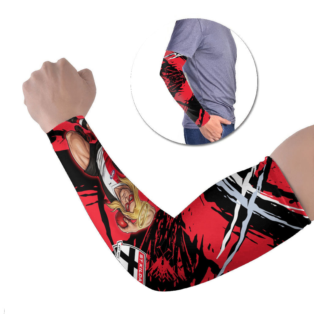 St Kilda Football Club Arm Sleeves Saints Muscular Mascot Graphic - Abstract Paint Splatter Art