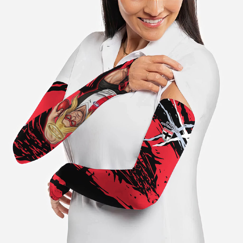 St Kilda Football Club Arm Sleeves Saints Muscular Mascot Graphic - Abstract Paint Splatter Art