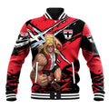 St Kilda Football Club Baseball Jacket Saints Muscular Mascot Graphic - Abstract Paint Splatter Art