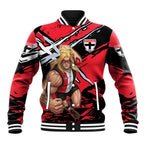 St Kilda Football Club Baseball Jacket Saints Muscular Mascot Graphic - Abstract Paint Splatter Art