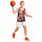 St Kilda Football Club Basketball Jersey Saints Muscular Mascot Graphic - Abstract Paint Splatter Art