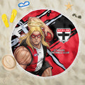 St Kilda Football Club Beach Blanket Saints Muscular Mascot Graphic - Abstract Paint Splatter Art