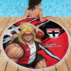St Kilda Football Club Beach Blanket Saints Muscular Mascot Graphic - Abstract Paint Splatter Art