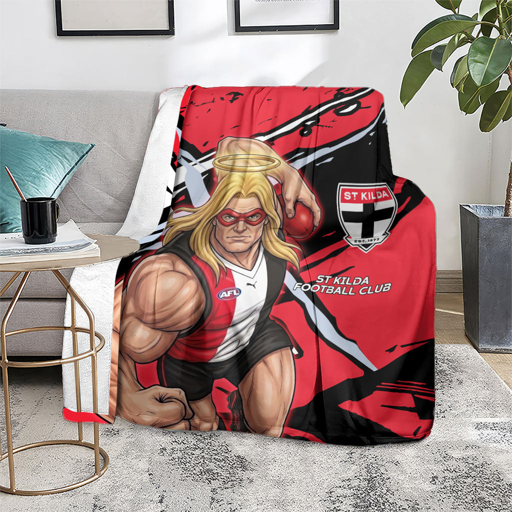 St Kilda Football Club Blanket Saints Muscular Mascot Graphic - Abstract Paint Splatter Art