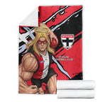St Kilda Football Club Blanket Saints Muscular Mascot Graphic - Abstract Paint Splatter Art