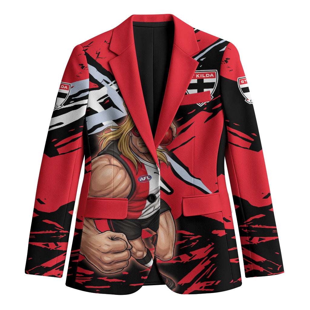 St Kilda Football Club Blazer Saints Muscular Mascot Graphic - Abstract Paint Splatter Art