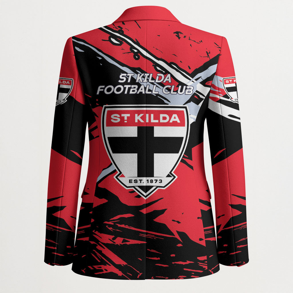St Kilda Football Club Blazer Saints Muscular Mascot Graphic - Abstract Paint Splatter Art