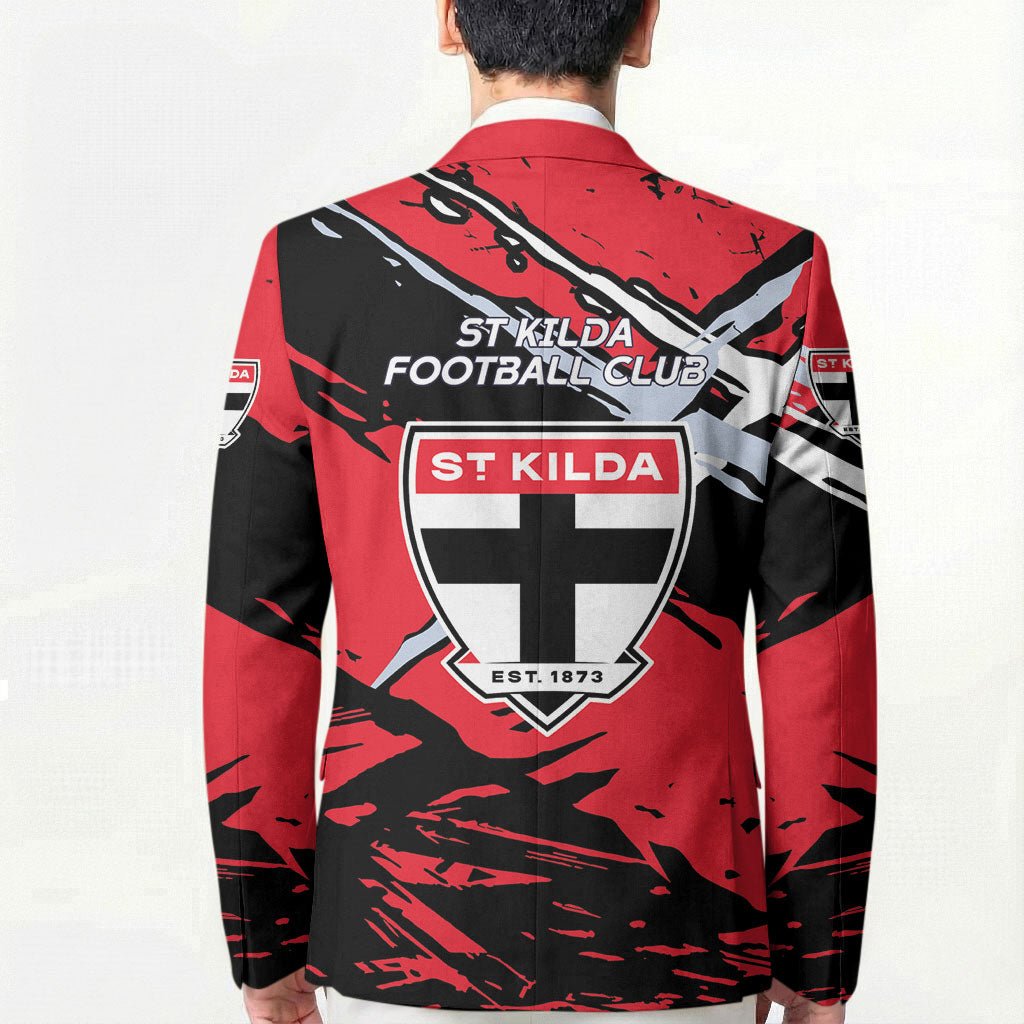 St Kilda Football Club Blazer Saints Muscular Mascot Graphic - Abstract Paint Splatter Art