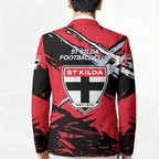 St Kilda Football Club Blazer Saints Muscular Mascot Graphic - Abstract Paint Splatter Art