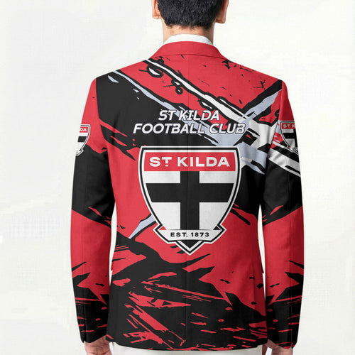 St Kilda Football Club Blazer Saints Muscular Mascot Graphic - Abstract Paint Splatter Art