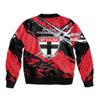 St Kilda Football Club Bomber Jacket Saints Muscular Mascot Graphic - Abstract Paint Splatter Art