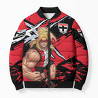 St Kilda Football Club Bomber Puffer Jacket Saints Muscular Mascot Graphic - Abstract Paint Splatter Art