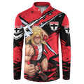 St Kilda Football Club Button Sweatshirt Saints Muscular Mascot Graphic - Abstract Paint Splatter Art
