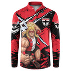 St Kilda Football Club Button Sweatshirt Saints Muscular Mascot Graphic - Abstract Paint Splatter Art