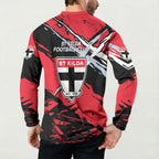 St Kilda Football Club Button Sweatshirt Saints Muscular Mascot Graphic - Abstract Paint Splatter Art