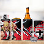 St Kilda Football Club 4 in 1 Can Cooler Tumbler Saints Muscular Mascot Graphic - Abstract Paint Splatter Art