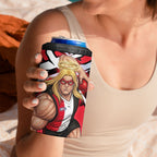 St Kilda Football Club 4 in 1 Can Cooler Tumbler Saints Muscular Mascot Graphic - Abstract Paint Splatter Art