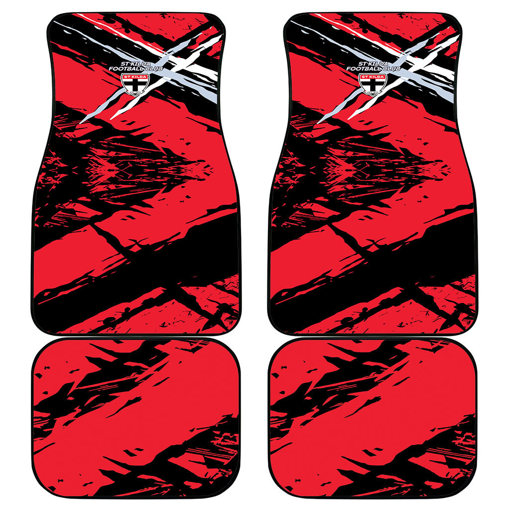 St Kilda Football Club Car Mats Saints Muscular Mascot Graphic - Abstract Paint Splatter Art