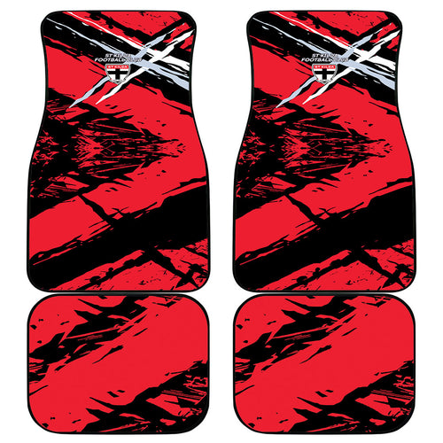 St Kilda Football Club Car Mats Saints Muscular Mascot Graphic - Abstract Paint Splatter Art