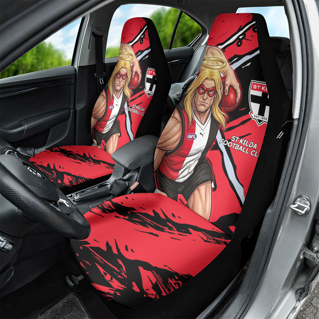 St Kilda Football Club Car Seat Cover Saints Muscular Mascot Graphic - Abstract Paint Splatter Art
