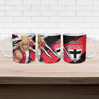 St Kilda Football Club Ceramic Mug Saints Muscular Mascot Graphic - Abstract Paint Splatter Art