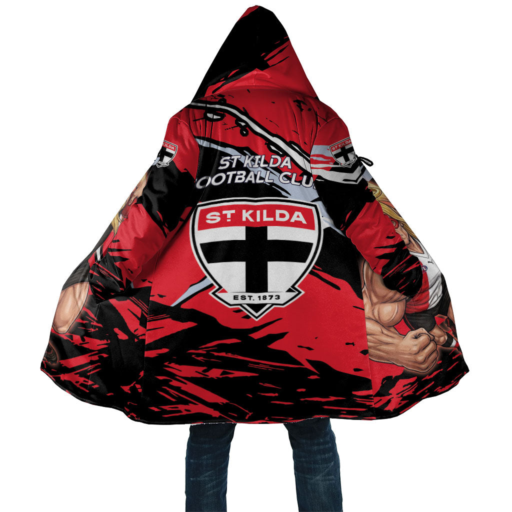 St Kilda Football Club Cloak Saints Muscular Mascot Graphic - Abstract Paint Splatter Art