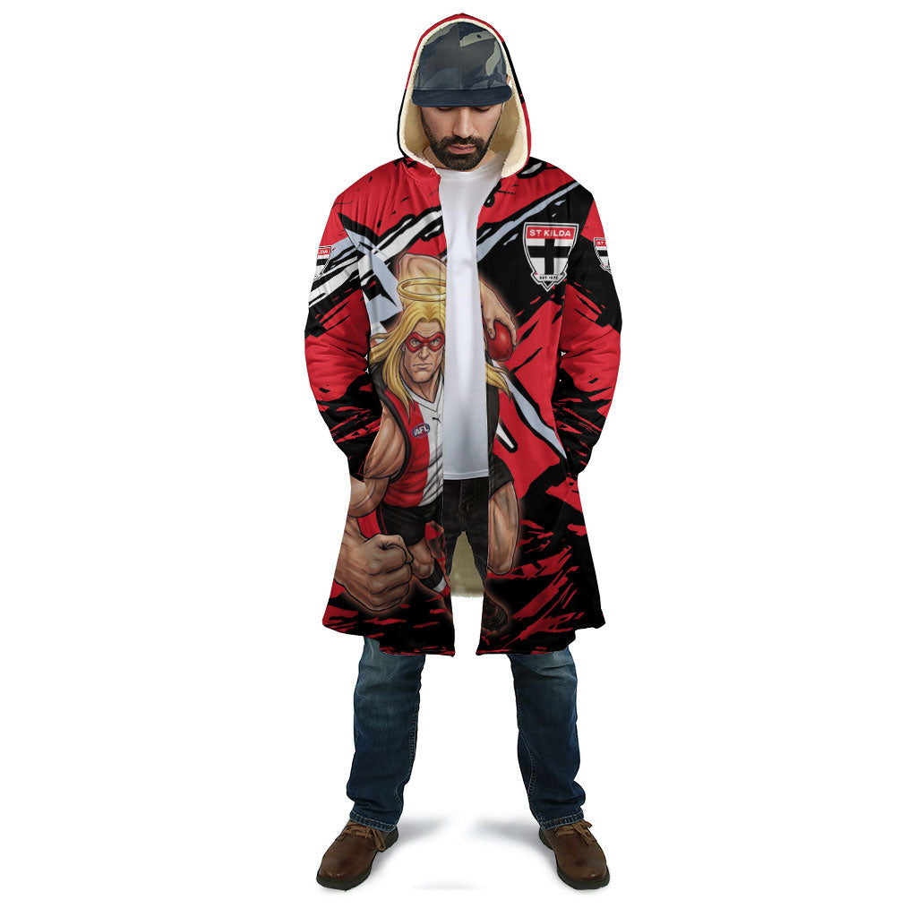 St Kilda Football Club Cloak Saints Muscular Mascot Graphic - Abstract Paint Splatter Art