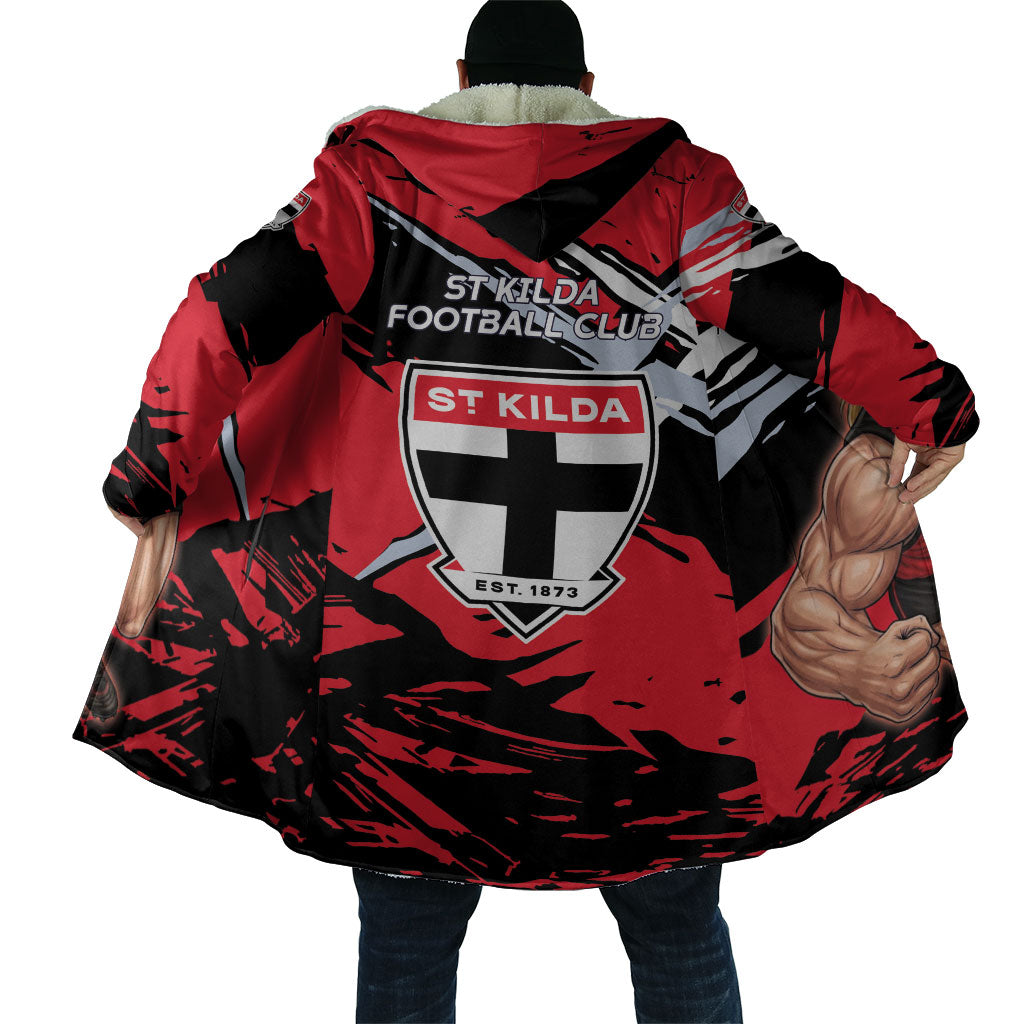 St Kilda Football Club Cloak Saints Muscular Mascot Graphic - Abstract Paint Splatter Art