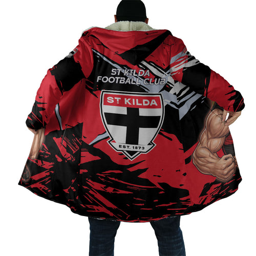 St Kilda Football Club Cloak Saints Muscular Mascot Graphic - Abstract Paint Splatter Art