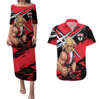 St Kilda Football Club Couples Matching Puletasi and Hawaiian Shirt Saints Muscular Mascot Graphic - Abstract Paint Splatter Art