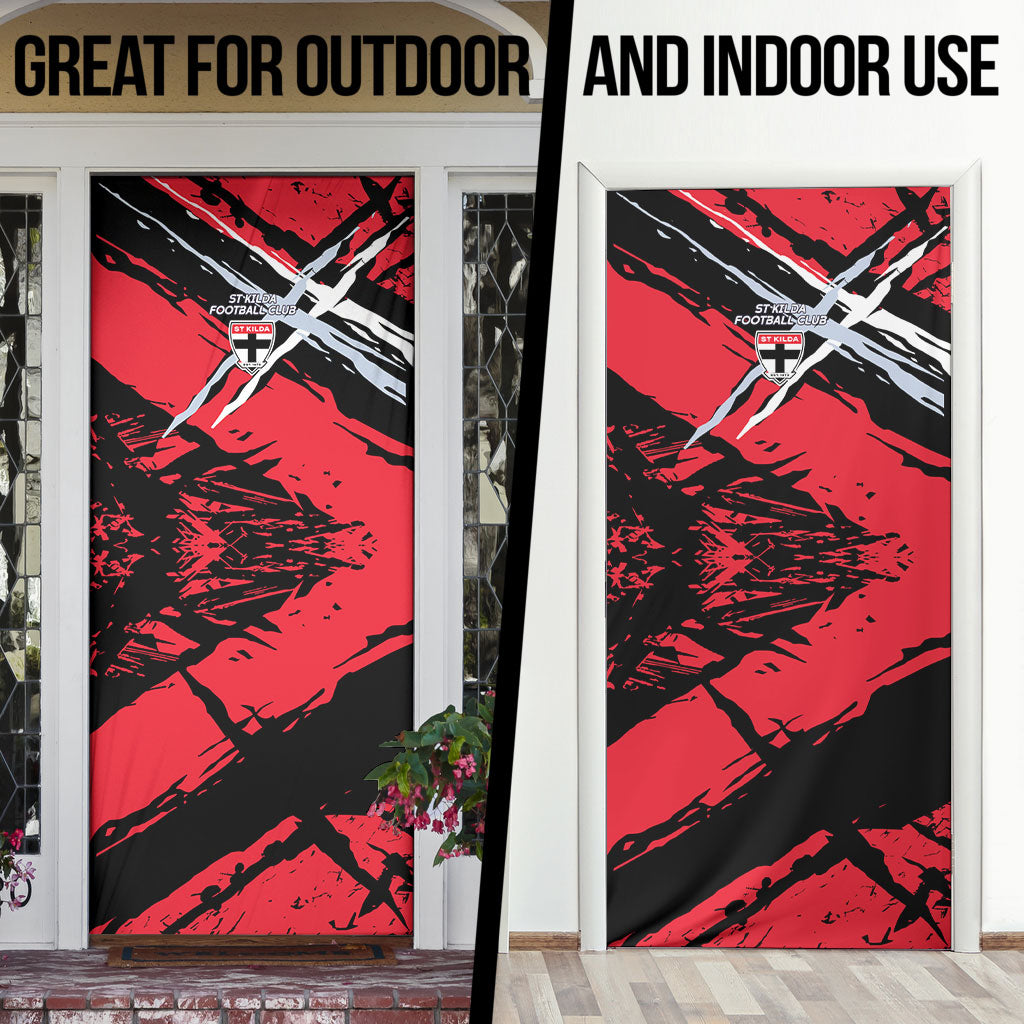 St Kilda Football Club Door Cover Saints Muscular Mascot Graphic - Abstract Paint Splatter Art