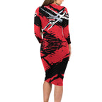 St Kilda Football Club Family Matching Long Sleeve Bodycon Dress and Hawaiian Shirt Saints Muscular Mascot Graphic - Abstract Paint Splatter Art