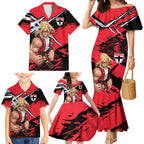 St Kilda Football Club Family Matching Mermaid Dress and Hawaiian Shirt Saints Muscular Mascot Graphic - Abstract Paint Splatter Art