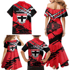 St Kilda Football Club Family Matching Mermaid Dress and Hawaiian Shirt Saints Muscular Mascot Graphic - Abstract Paint Splatter Art