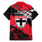 St Kilda Football Club Family Matching Mermaid Dress and Hawaiian Shirt Saints Muscular Mascot Graphic - Abstract Paint Splatter Art