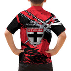 St Kilda Football Club Family Matching Short Sleeve Bodycon Dress and Hawaiian Shirt Saints Muscular Mascot Graphic - Abstract Paint Splatter Art