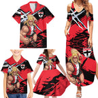 St Kilda Football Club Family Matching Summer Maxi Dress and Hawaiian Shirt Saints Muscular Mascot Graphic - Abstract Paint Splatter Art