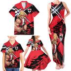 St Kilda Football Club Family Matching Tank Maxi Dress and Hawaiian Shirt Saints Muscular Mascot Graphic - Abstract Paint Splatter Art