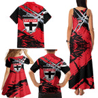 St Kilda Football Club Family Matching Tank Maxi Dress and Hawaiian Shirt Saints Muscular Mascot Graphic - Abstract Paint Splatter Art