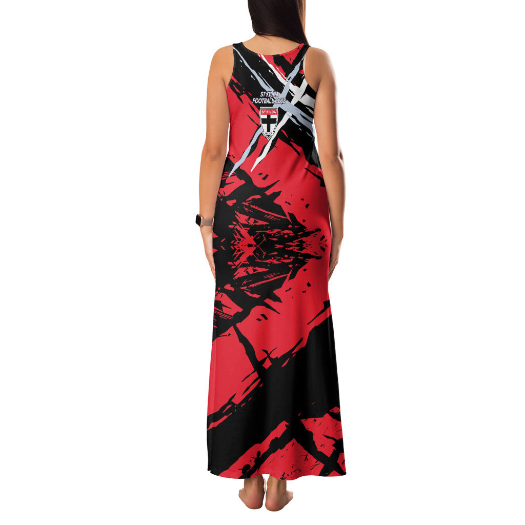 St Kilda Football Club Family Matching Tank Maxi Dress and Hawaiian Shirt Saints Muscular Mascot Graphic - Abstract Paint Splatter Art
