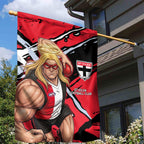 St Kilda Football Club Garden Flag Saints Muscular Mascot Graphic - Abstract Paint Splatter Art