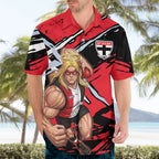 St Kilda Football Club Hawaiian Shirt Saints Muscular Mascot Graphic - Abstract Paint Splatter Art