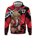 St Kilda Football Club Hoodie Saints Muscular Mascot Graphic - Abstract Paint Splatter Art