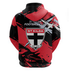 St Kilda Football Club Hoodie Saints Muscular Mascot Graphic - Abstract Paint Splatter Art