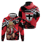 St Kilda Football Club Hoodie Saints Muscular Mascot Graphic - Abstract Paint Splatter Art