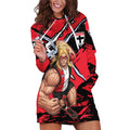St Kilda Football Club Hoodie Dress Saints Muscular Mascot Graphic - Abstract Paint Splatter Art