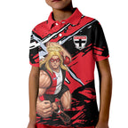 St Kilda Football Club Kid Polo Shirt Saints Muscular Mascot Graphic - Abstract Paint Splatter Art