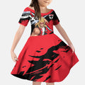 St Kilda Football Club Kid Short Sleeve Dress Saints Muscular Mascot Graphic - Abstract Paint Splatter Art