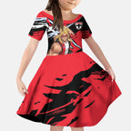 St Kilda Football Club Kid Short Sleeve Dress Saints Muscular Mascot Graphic - Abstract Paint Splatter Art